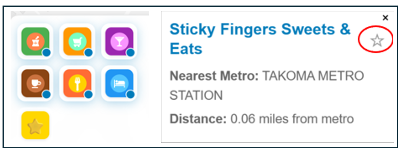 Legend showing favorites feature